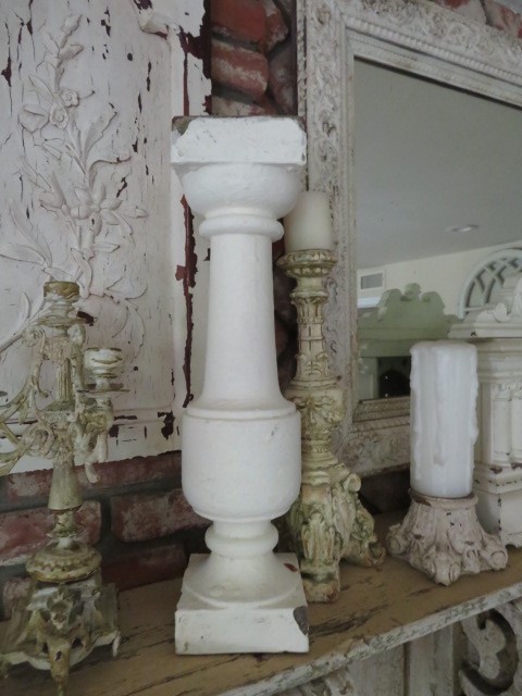 AWESOME Old Architectural Thick Chunky WHITE WOOD POST COLUMN BALUSTER